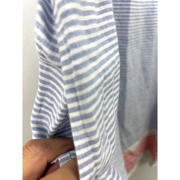 J Jill Love Linen Stripe Sleeveless Button Organic Tank Dress MP Petite 1102R4 - Picture 8 of 12